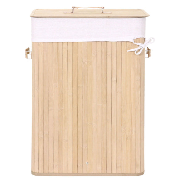 Wäschekorb, Laundry Wäschebox, Bambus 70l ~ naturfarben