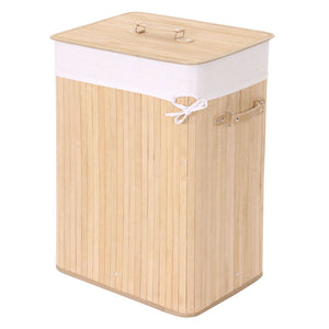 Wäschekorb, Laundry Wäschebox, Bambus 70l ~ naturfarben