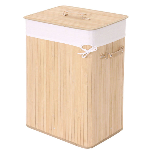 Wäschekorb, Laundry Wäschebox, Bambus 70l ~ naturfarben