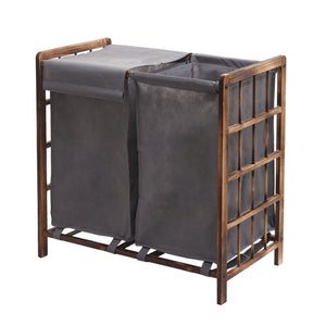 Wäschekorb Massiv-Holz 2 Fächer 60x60x33cm 68l