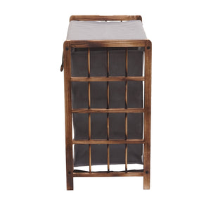 Wäschekorb Massiv-Holz 2 Fächer 60x60x33cm 68l