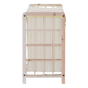 Wäschekorb Massiv-Holz 2 Fächer 60x60x33cm 68l