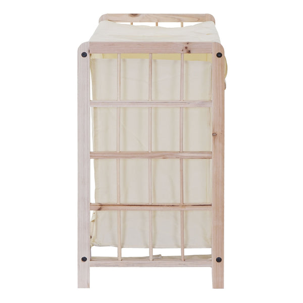 Wäschekorb Massiv-Holz 2 Fächer 60x60x33cm 68l