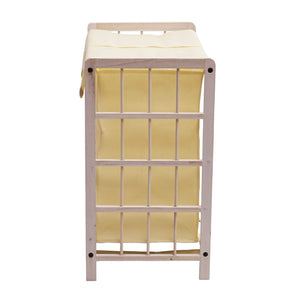 Wäschekorb Massiv-Holz 2 Fächer 60x60x33cm 68l