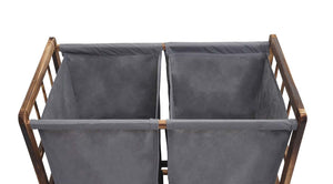 Wäschekorb Massiv-Holz 2 Fächer 60x60x33cm 68l