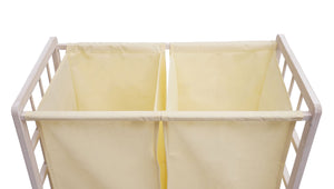 Wäschekorb Massiv-Holz 2 Fächer 60x60x33cm 68l