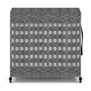 Wäschekorb Rattan mit Deckel 3 Fächer 140L grau
