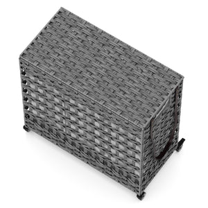 Wäschekorb Rattan mit Deckel 3 Fächer 140L grau