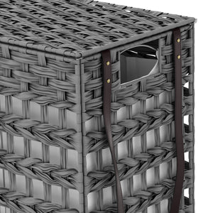 Wäschekorb Rattan mit Deckel 3 Fächer 140L grau
