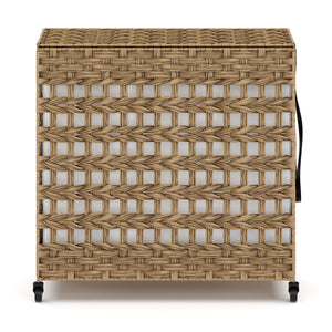 Wäschekorb Rattan mit Deckel 3 Fächer 140L braun