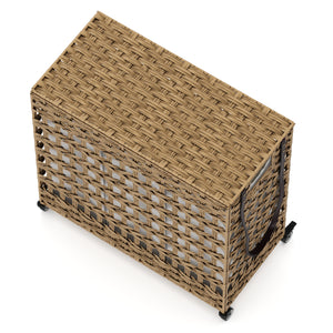 Wäschekorb Rattan mit Deckel 3 Fächer 140L braun