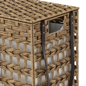 Wäschekorb Rattan mit Deckel 3 Fächer 140L braun
