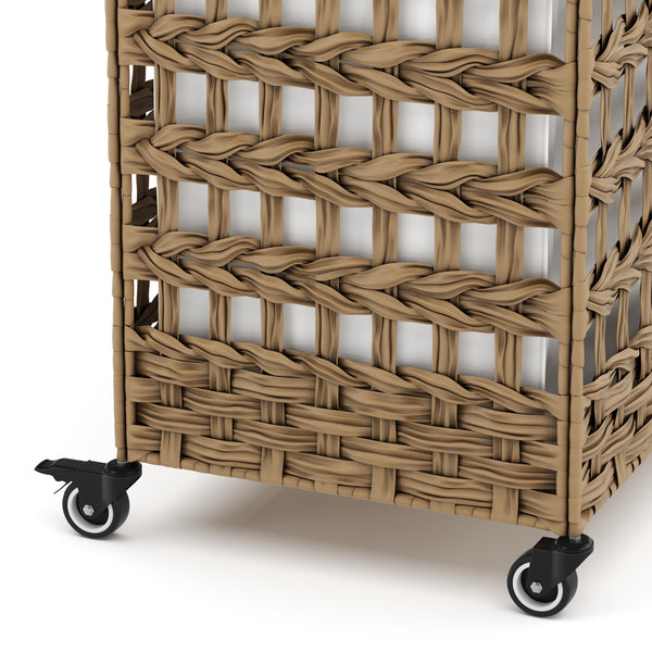 Wäschekorb Rattan mit Deckel 3 Fächer 140L braun