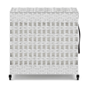 Wäschekorb Rattan mit Deckel 3 Fächer 140L weiss