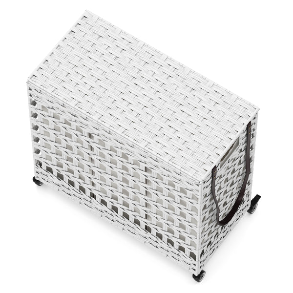 Wäschekorb Rattan mit Deckel 3 Fächer 140L weiss