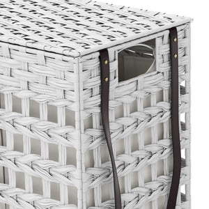 Wäschekorb Rattan mit Deckel 3 Fächer 140L weiss