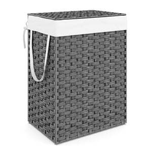Wäschekorb Rattan mit Deckel 1 Fach 91L grau