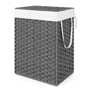 Wäschekorb Rattan mit Deckel 1 Fach 91L grau