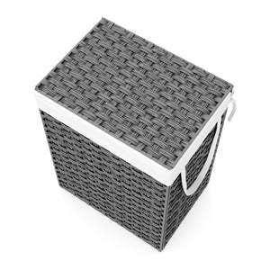 Wäschekorb Rattan mit Deckel 1 Fach 91L grau