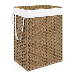 Wäschekorb Rattan mit Deckel 1 Fach 91L braun