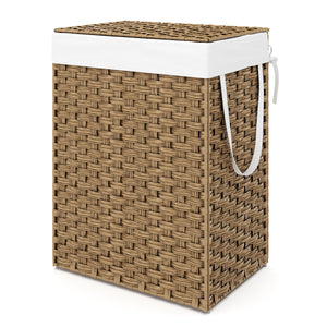 Wäschekorb Rattan mit Deckel 1 Fach 91L braun