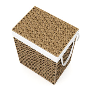 Wäschekorb Rattan mit Deckel 1 Fach 91L braun