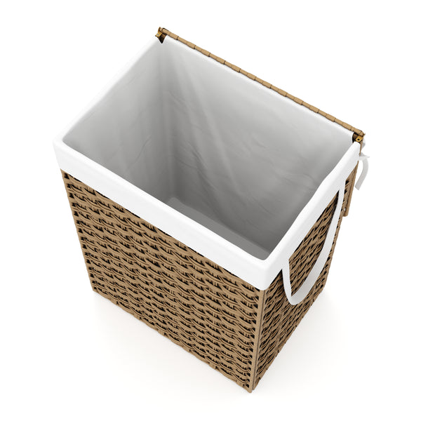 Wäschekorb Rattan mit Deckel 1 Fach 91L braun