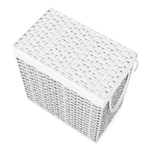 Wäschekorb Rattan mit Deckel 2 Fächer 110L weiss