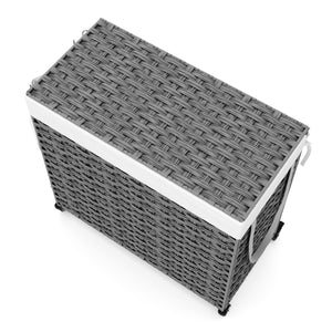 Wäschekorb Rattan mit Deckel 3 Fächer 129L grau