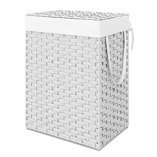 Wäschekorb Rattan mit Deckel 1 Fach 91L weiss