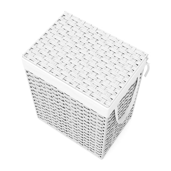 Wäschekorb Rattan mit Deckel 1 Fach 91L weiss