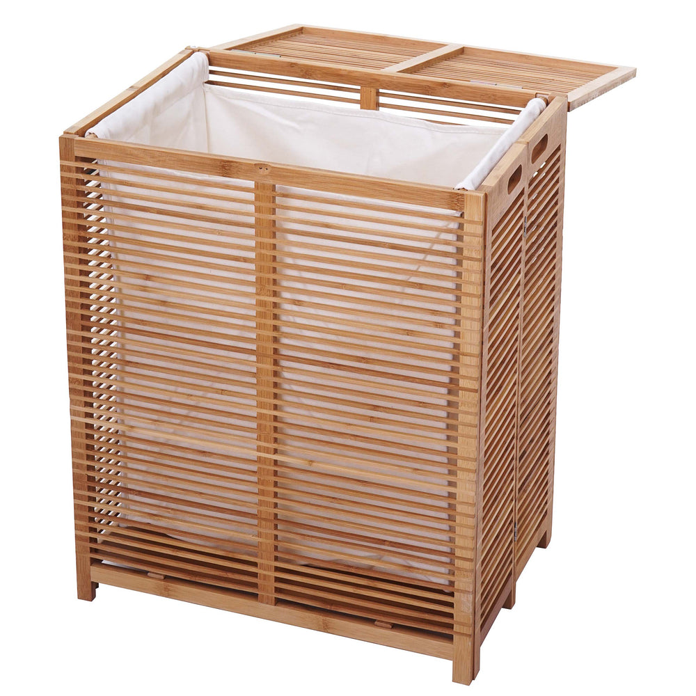 Wäschekorb Wäschetruhe Bambus 61x50x35cm