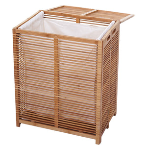 Wäschekorb Wäschetruhe Bambus 61x50x35cm
