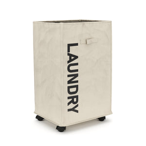 Wäschekorb auf Rollen 83L beige