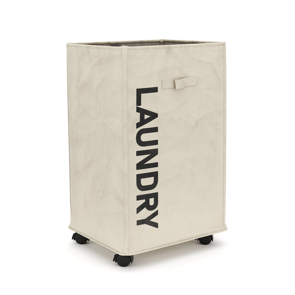 Wäschekorb auf Rollen 83L beige