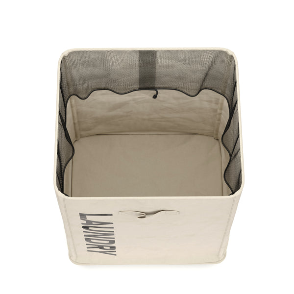 Wäschekorb auf Rollen 83L beige