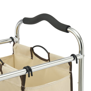 Wäschesammler 3 Fächer 138L silber/beige