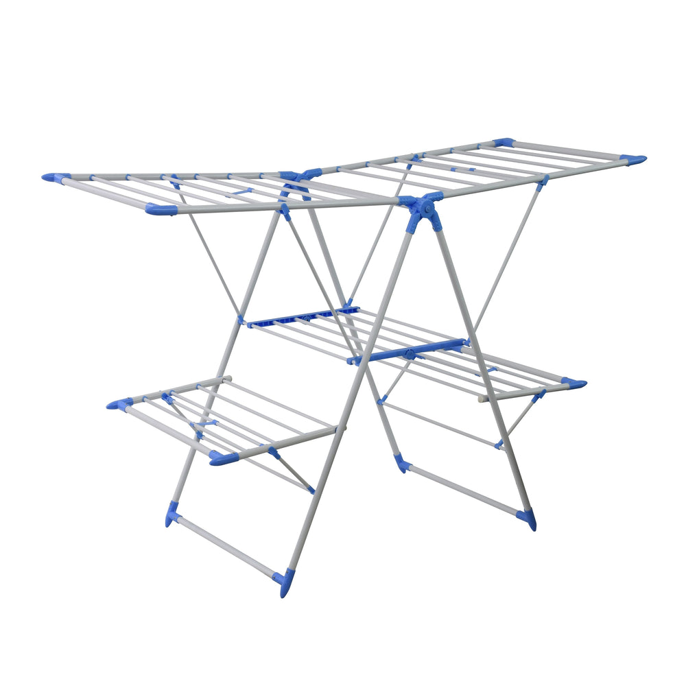 3-Tier Foldable Clothes Dryer, White/Blue