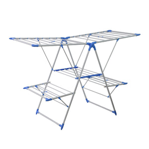 Wäscheständer 3 Etagen klappbar weiss/blau