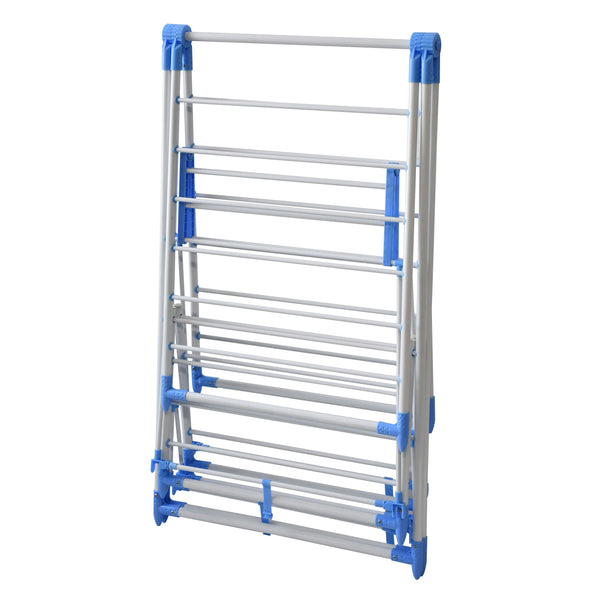 Wäscheständer 3 Etagen klappbar weiss/blau