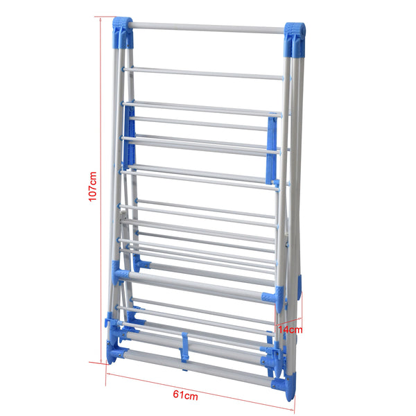 Wäscheständer 3 Etagen klappbar weiss/blau