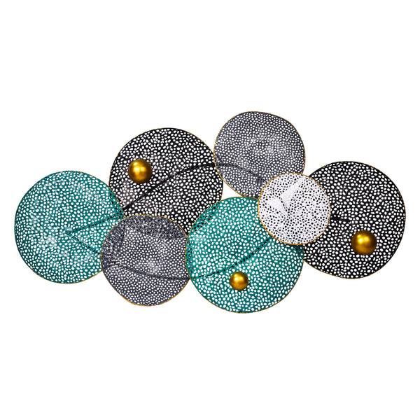 Wanddeko Metall Kreise 124 x 65 cm schwarz/grün/gold