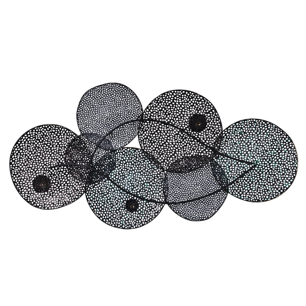 Wanddeko Metall Kreise 124 x 65 cm schwarz/grün/gold