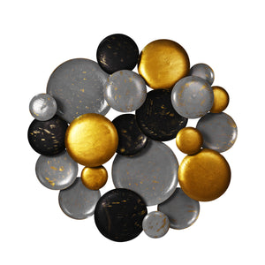 Wanddeko Metall Kreise 60 x 61 cm grau/gold/schwarz
