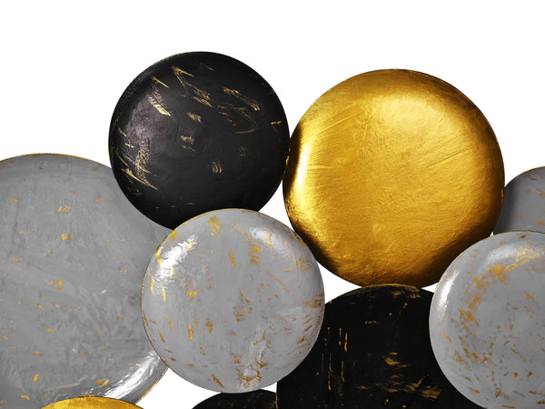 Wanddeko Metall Kreise 60 x 61 cm grau/gold/schwarz