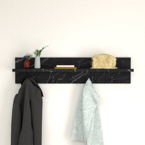 Porte-manteau mural Hammarö 80x11x18cm aspect marbre noir