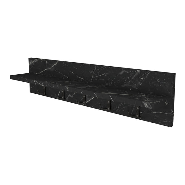 Porte-manteau mural Hammarö 80x11x18cm aspect marbre noir