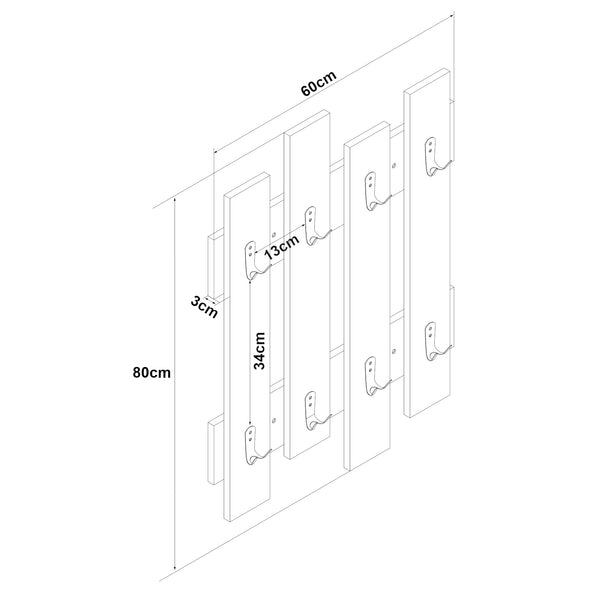 Wandgarderobe Raseborg 60x80cm Eiche-Optik