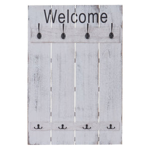 Wandgarderobe Garderobenpaneel Shabby-Look Welcome weiss