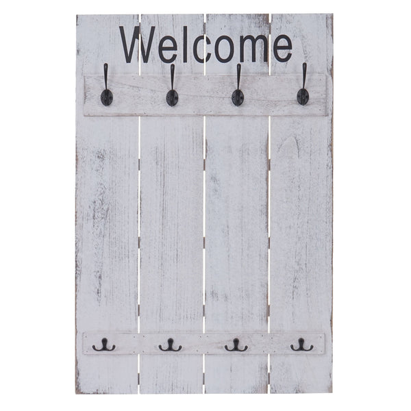 Wandgarderobe Garderobenpaneel Shabby-Look Welcome weiss